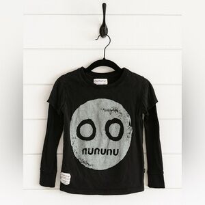Nununu Smile Long Sleeve Tee in black, size 8-9